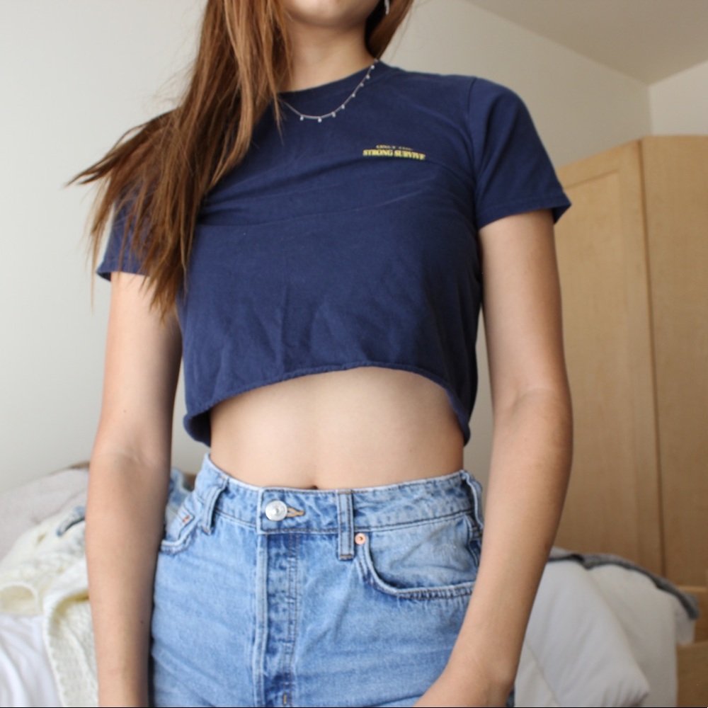 UO Navy cropped top
